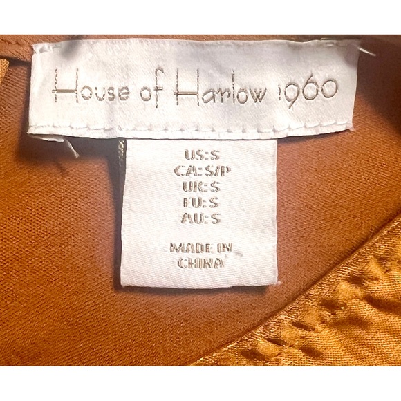 House of Harlow Women’s Copper Satin Ruched Slip Dress w/ Asymmetric Hem! Sz S! - Picture 2 of 5